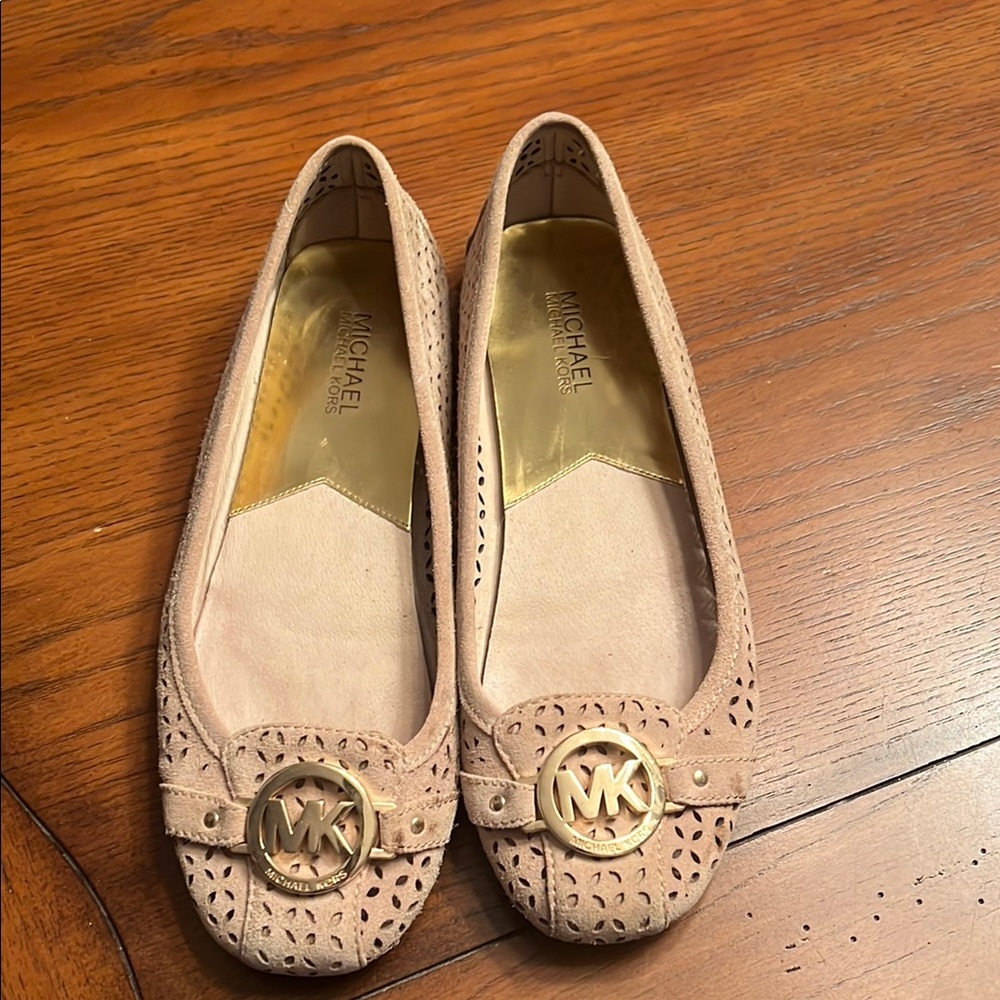 Michael Kors Tan Flats with Perforated Design - Picture 2 of 6